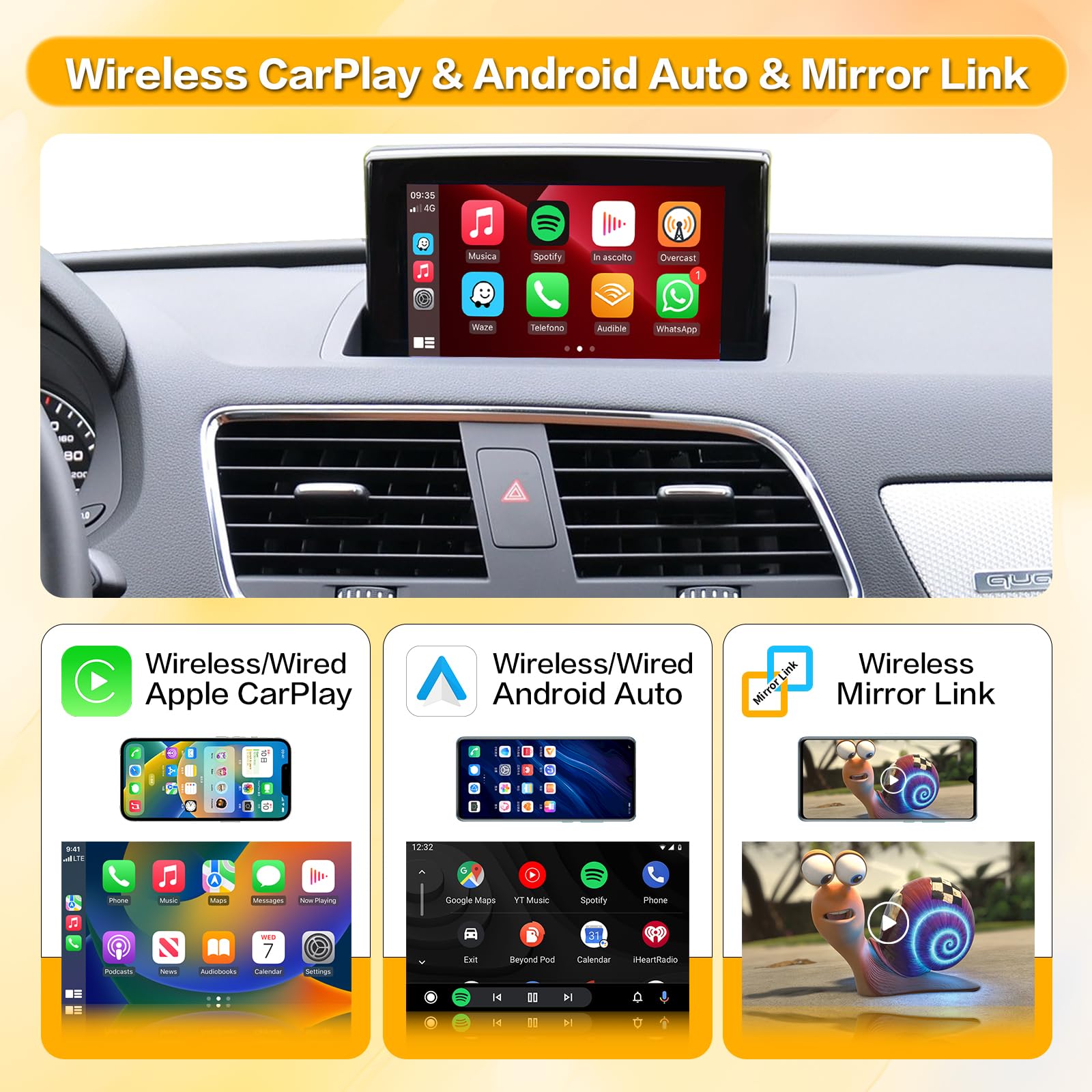 Amazon.com: Wireless Carplay Android Auto for Audi A3 Q3 2012-2018